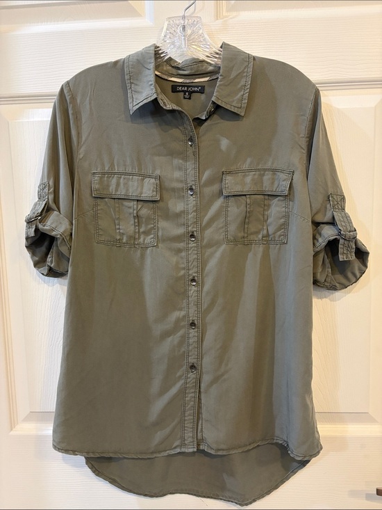 Dear John Tops - Dear John Olive Utility Button-Up Shirt
